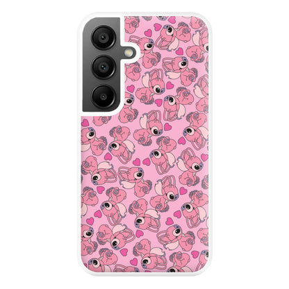 Love Heart Pattern - Pink Alien Phone Case for Galaxy A55