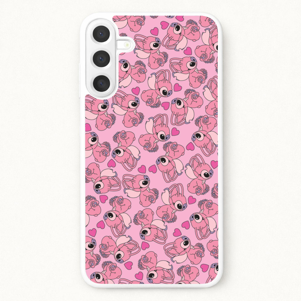 Love Heart Pattern - Pink Alien Phone Case for Galaxy A37