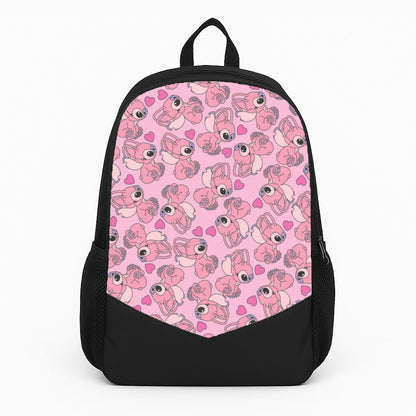 Love Heart Pattern - Pink Alien Large Backpack