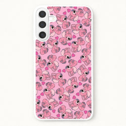 Love Heart Pattern - Pink Alien Phone Case for Galaxy A57