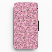 Love Heart Pattern - Pink Alien Flip / Wallet Phone Case 1