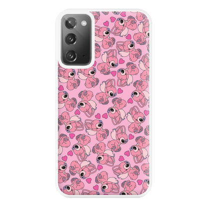 Love Heart Pattern - Pink Alien Phone Case for Galaxy Note 20 Ultra