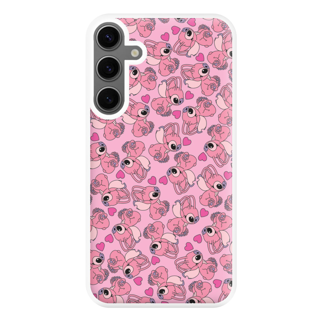 Love Heart Pattern - Pink Alien Phone Case for Galaxy S24FE