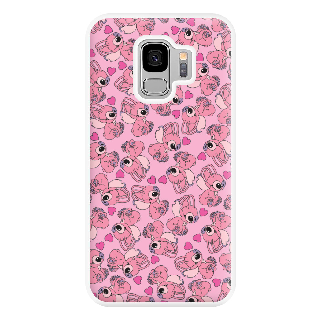 Love Heart Pattern - Pink Alien Phone Case for Galaxy S9 Plus