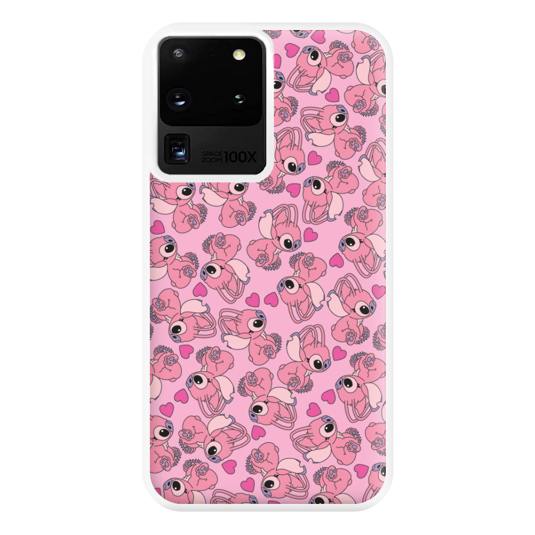 Love Heart Pattern - Pink Alien Phone Case for Galaxy S20 Ultra