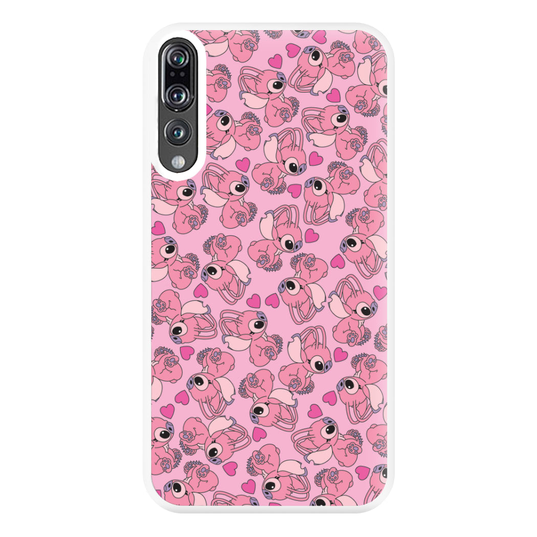 Love Heart Pattern - Pink Alien Phone Case for Huawei P20 Pro