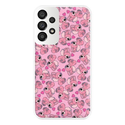 Love Heart Pattern - Pink Alien Phone Case for Galaxy A33