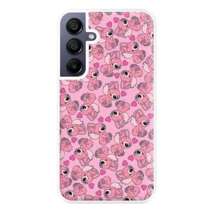 Love Heart Pattern - Pink Alien Phone Case for Galaxy A16