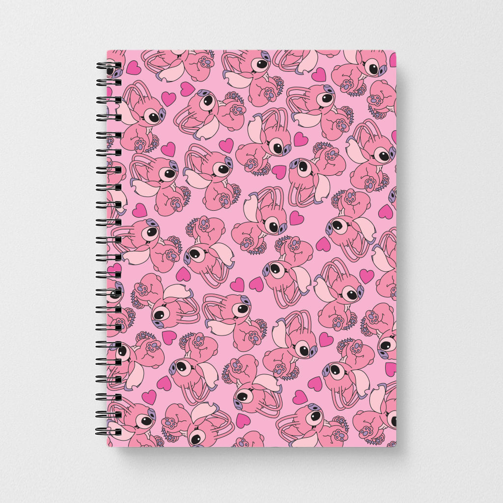 Love Heart Pattern - Pink Alien Notebook