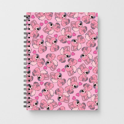 Love Heart Pattern - Pink Alien Notebook