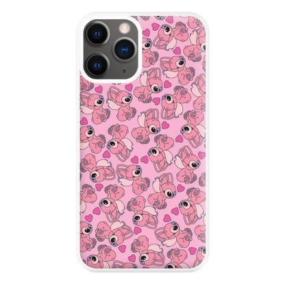 Love Heart Pattern - Pink Alien Phone Case for iPhone 12 Pro Max