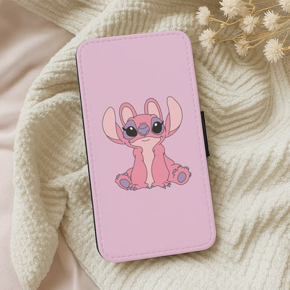 Sitting Down - Pink Alien Wallet Phone Case