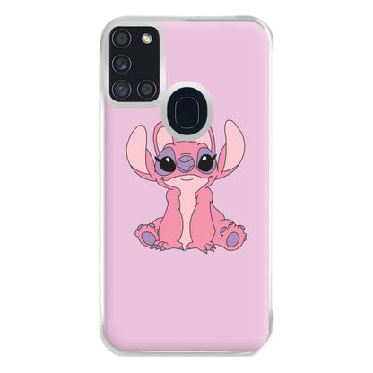 Sitting Down - Pink Alien Phone Case for Galaxy A21s