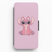 Sitting Down - Pink Alien Flip / Wallet Phone Case 1