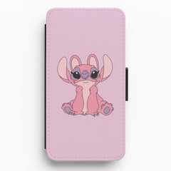 Sitting Down - Pink Alien Flip / Wallet Phone Case