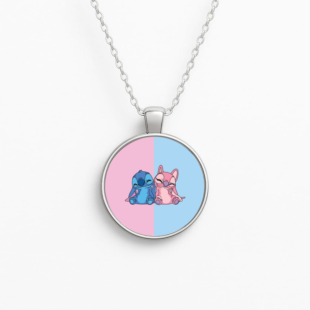 Best Friends - Pink Alien Circle Necklace