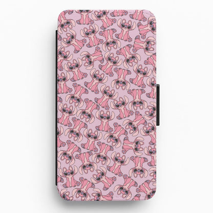 Angel Pink Alien Pattern Flip / Wallet Phone Case