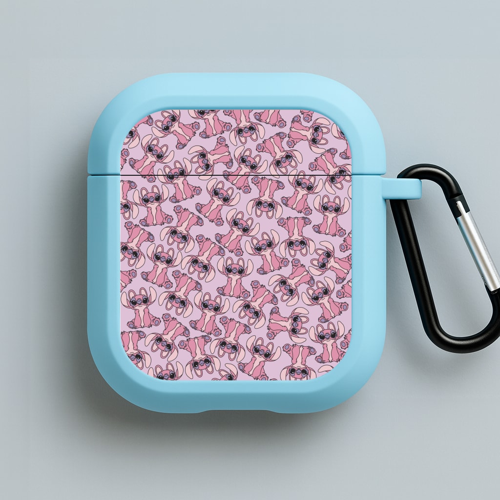 Angel Pink Alien Pattern Blue AirPods Case