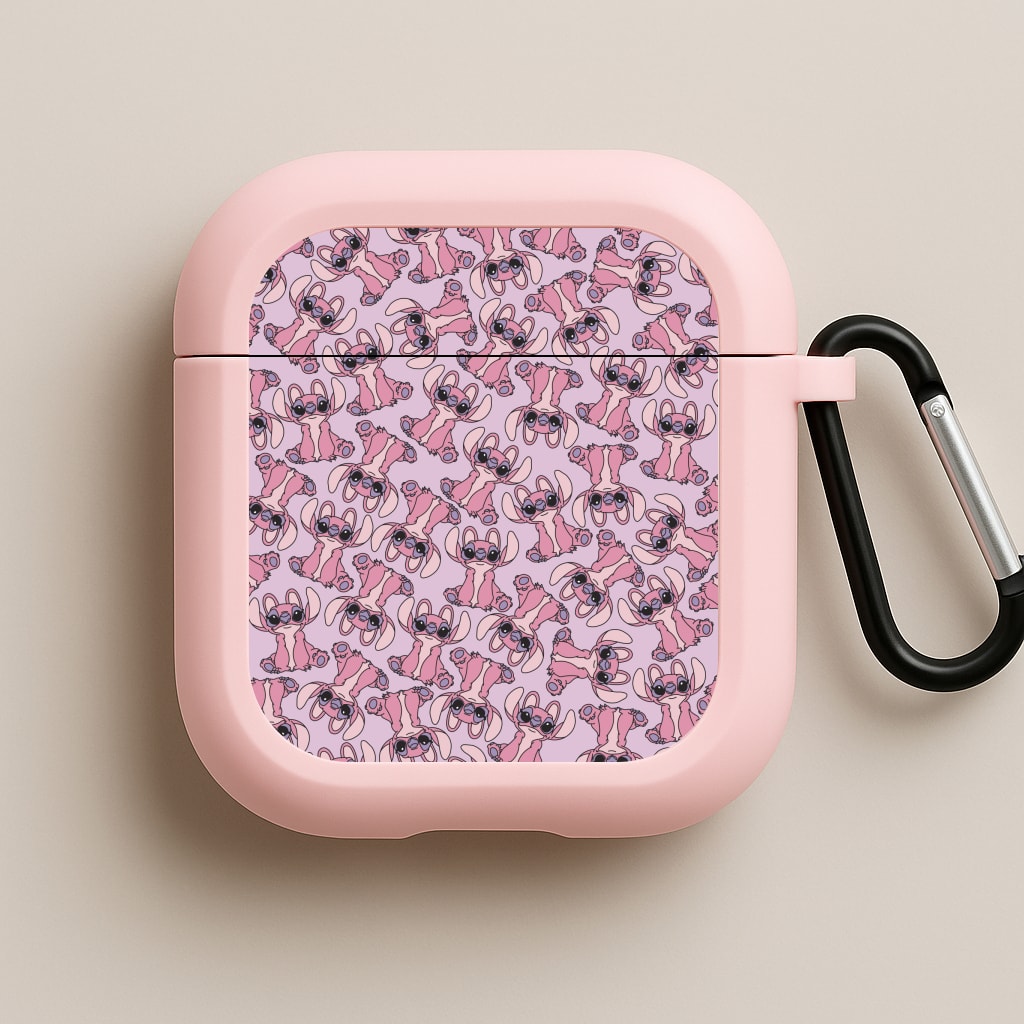 Angel Pink Alien Pattern Pink AirPods Case