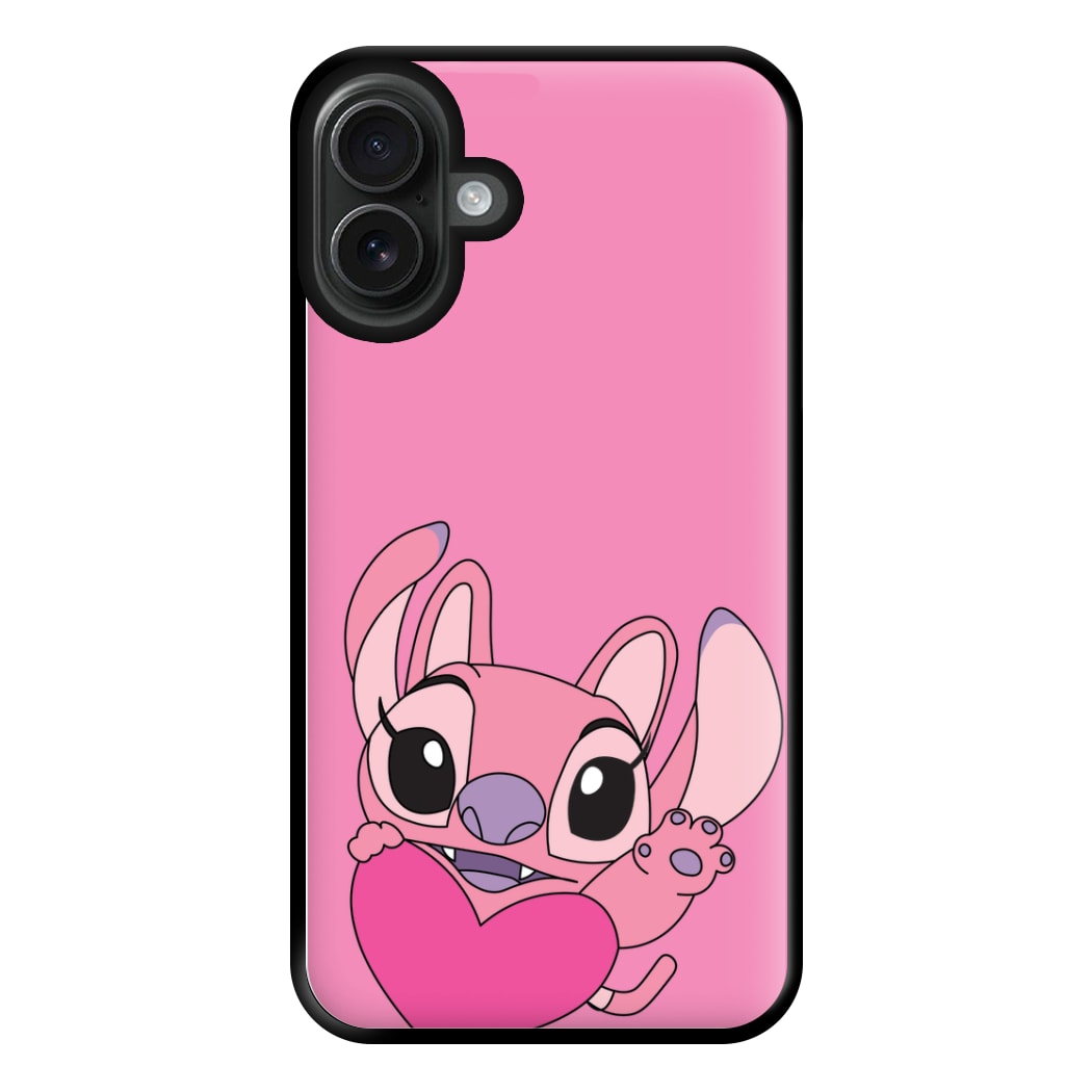 Holding Heart - Pink Alien Phone Case for iPhone 16 Plus