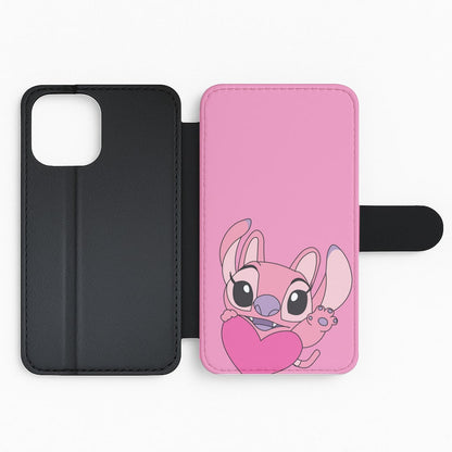 Holding Heart - Pink Alien Flip Phone Case