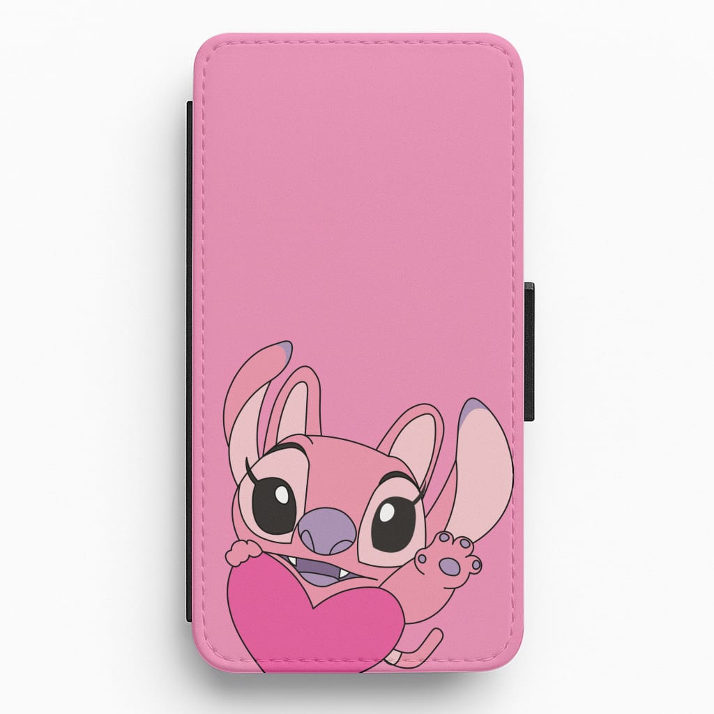 Holding Heart - Pink Alien Flip / Wallet Phone Case