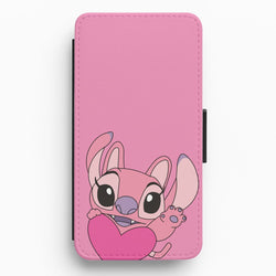 Holding Heart - Pink Alien Flip / Wallet Phone Case