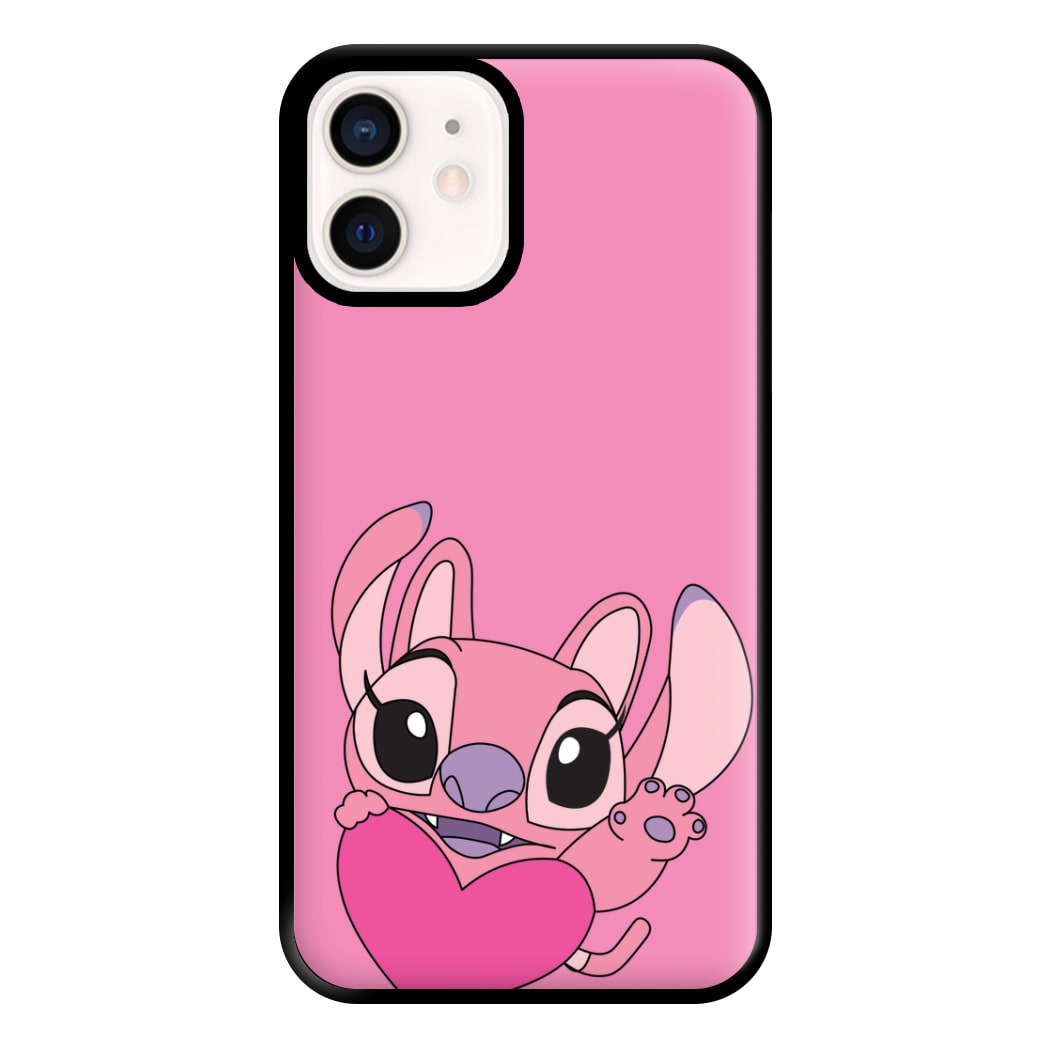 Holding Heart - Pink Alien Phone Case for iPhone 12 Mini