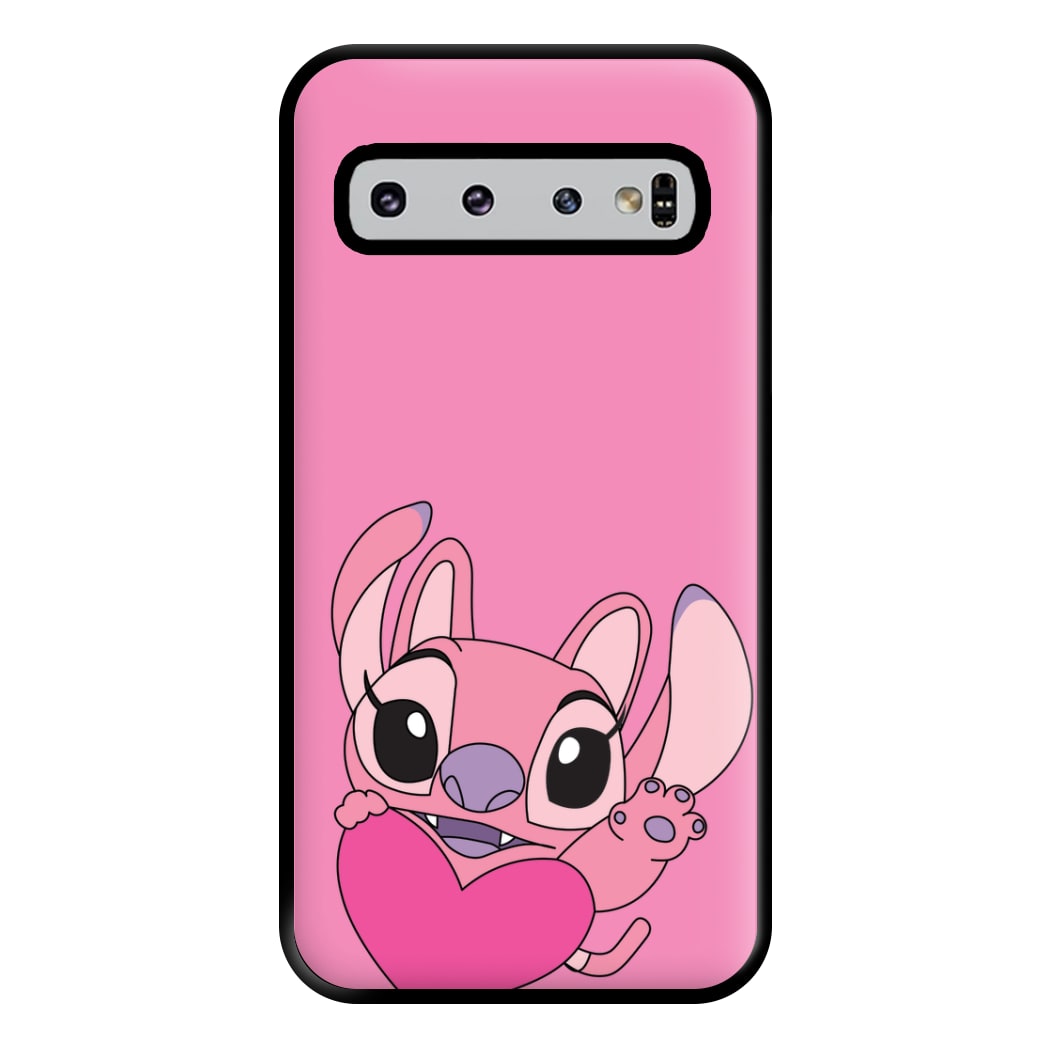 Holding Heart - Pink Alien Phone Case for Galaxy S10 Plus