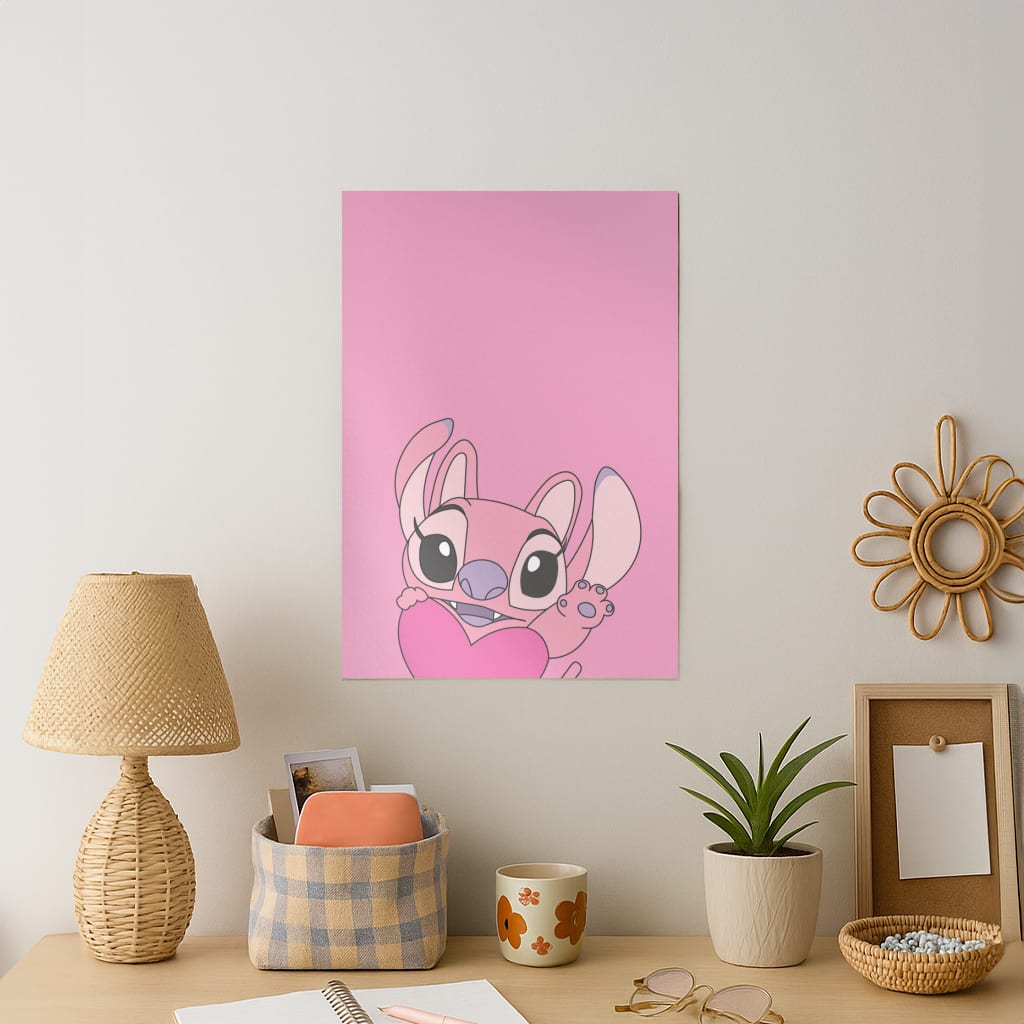 Holding Heart - Pink Alien Art Print