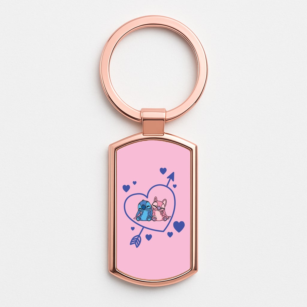 Arrow Heart - Pink Alien Rose Gold Keyring