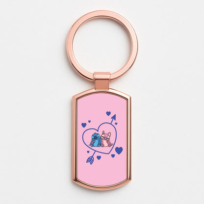 Arrow Heart - Pink Alien Rose Gold Keyring