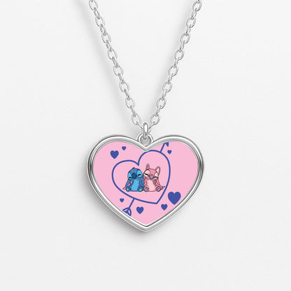Arrow Heart - Pink Alien Heart Necklace