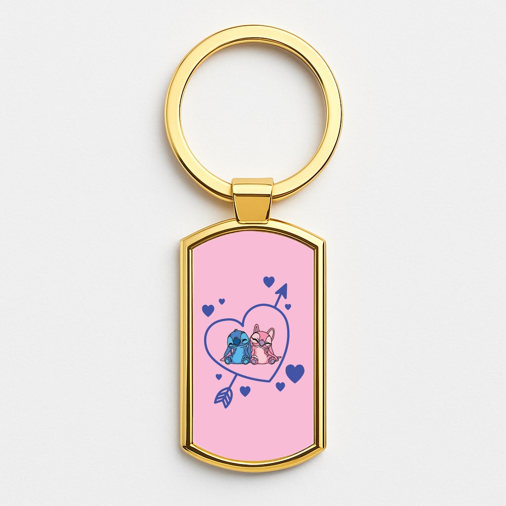 Arrow Heart - Pink Alien Gold Keyring