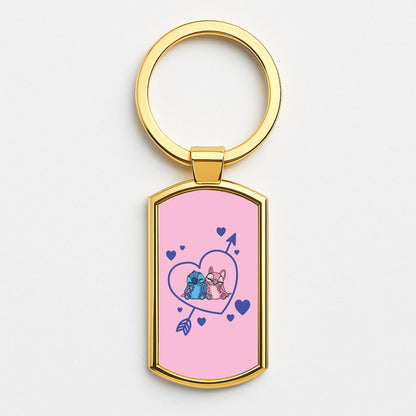 Arrow Heart - Pink Alien Gold Keyring