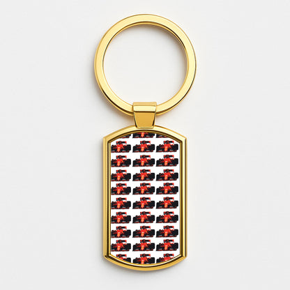 F1 Car Collage Gold Keyring