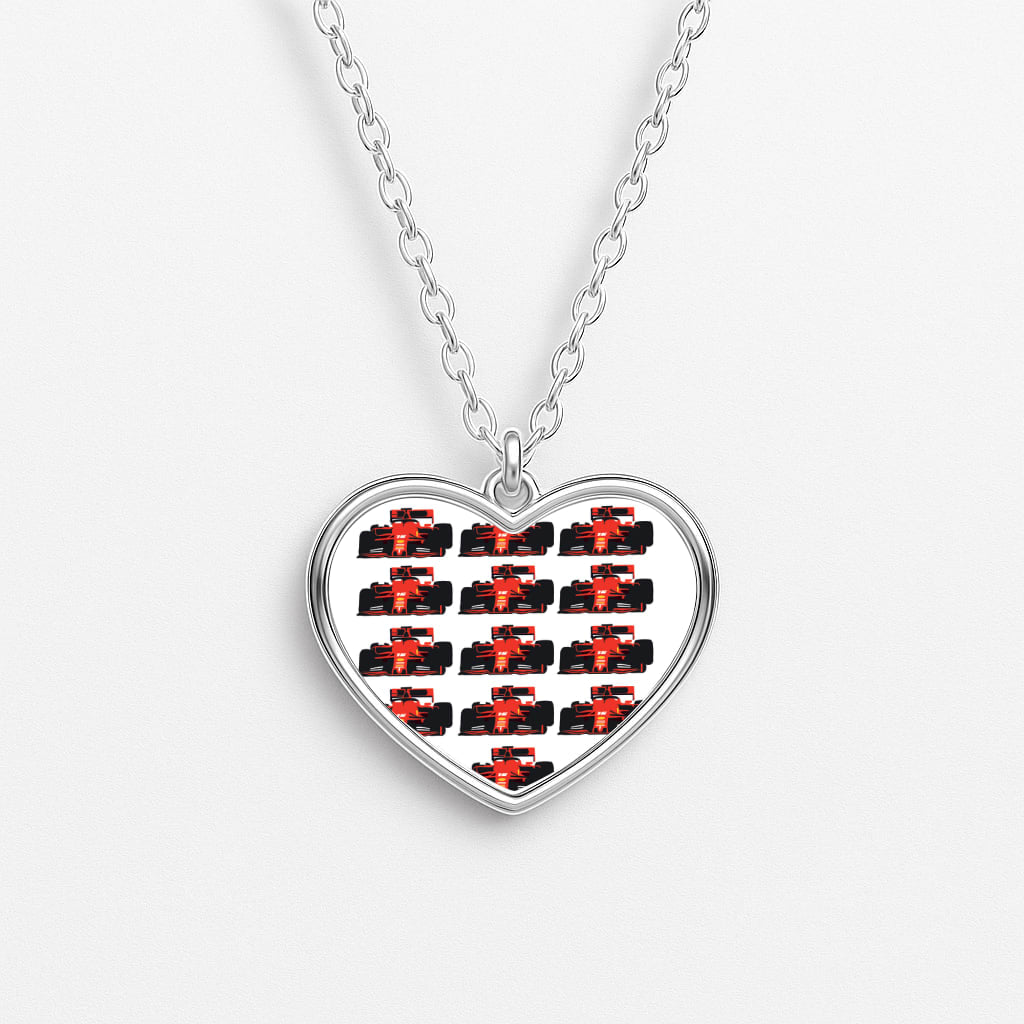 F1 Car Collage Heart Necklace