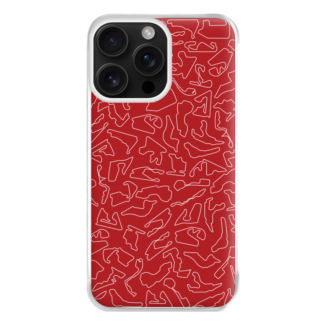 Track Outlines Red Phone Case for iPhone 16 Pro Max