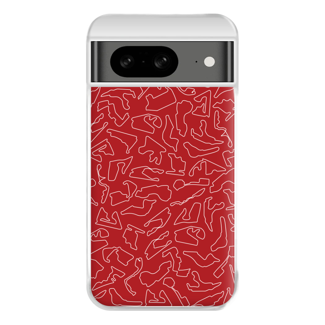 Track Outlines Red Phone Case for Google Pixel 8