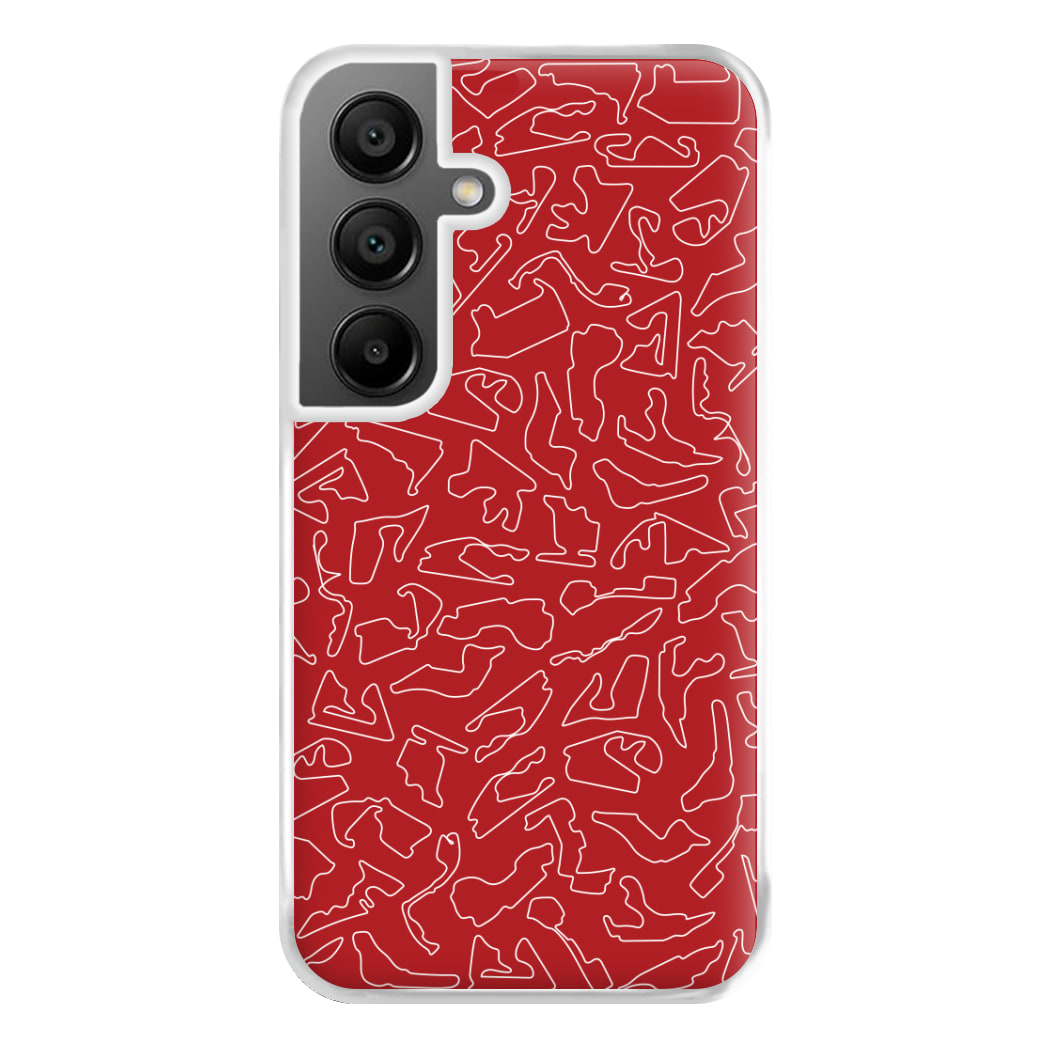 Track Outlines Red Phone Case for Galaxy A55