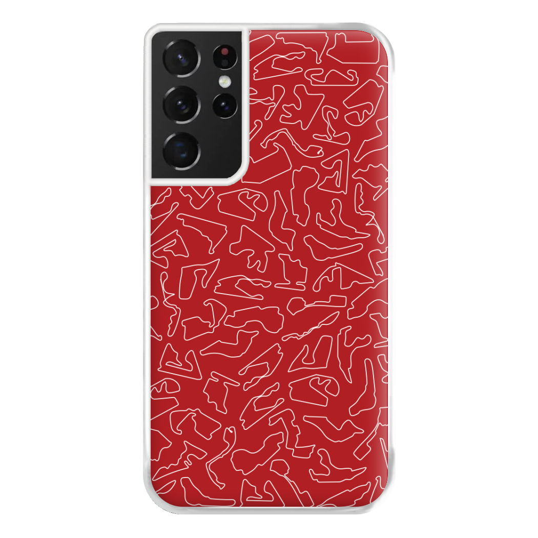 Track Outlines Red Phone Case for Galaxy S21 Ultra