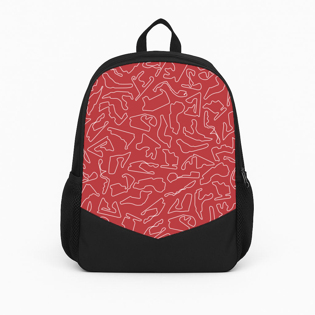 Track Outlines Red Backpack