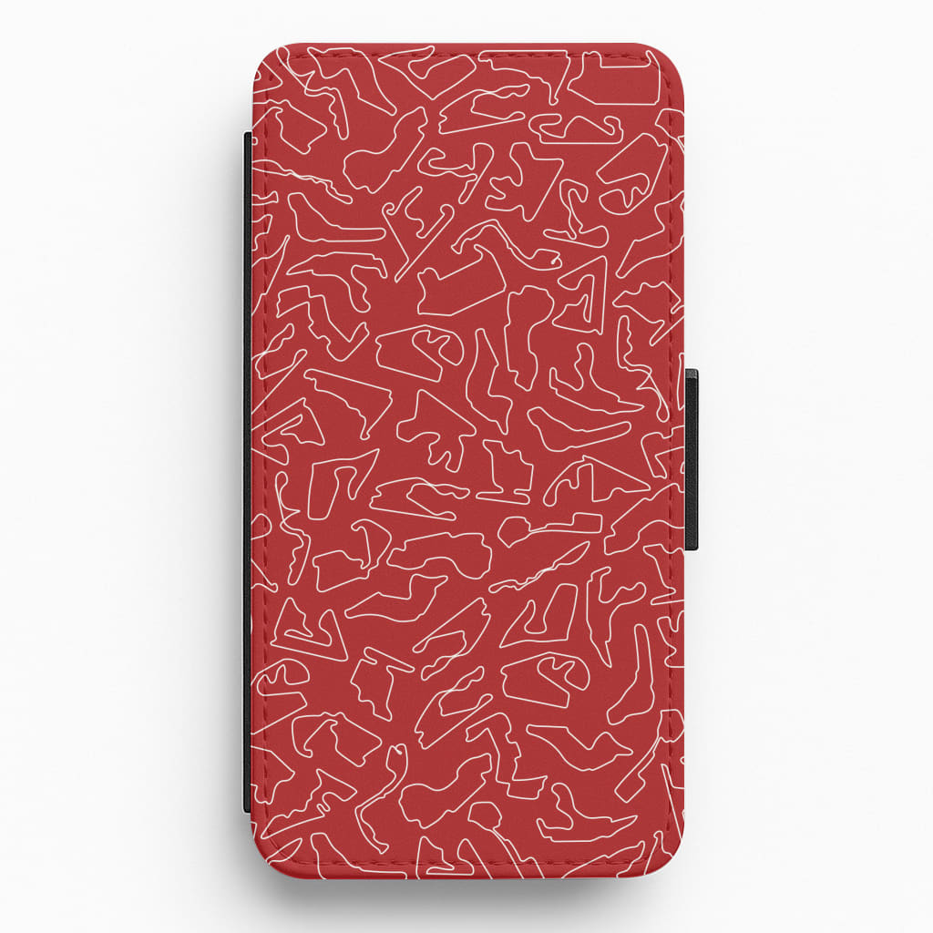 Track Outlines Red Flip / Wallet Phone Case