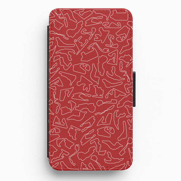 Track Outlines Red Flip / Wallet Phone Case