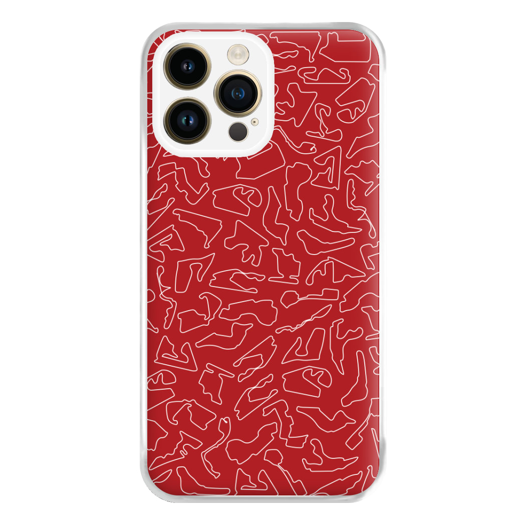 Track Outlines Red Phone Case for iPhone 14 Pro Max