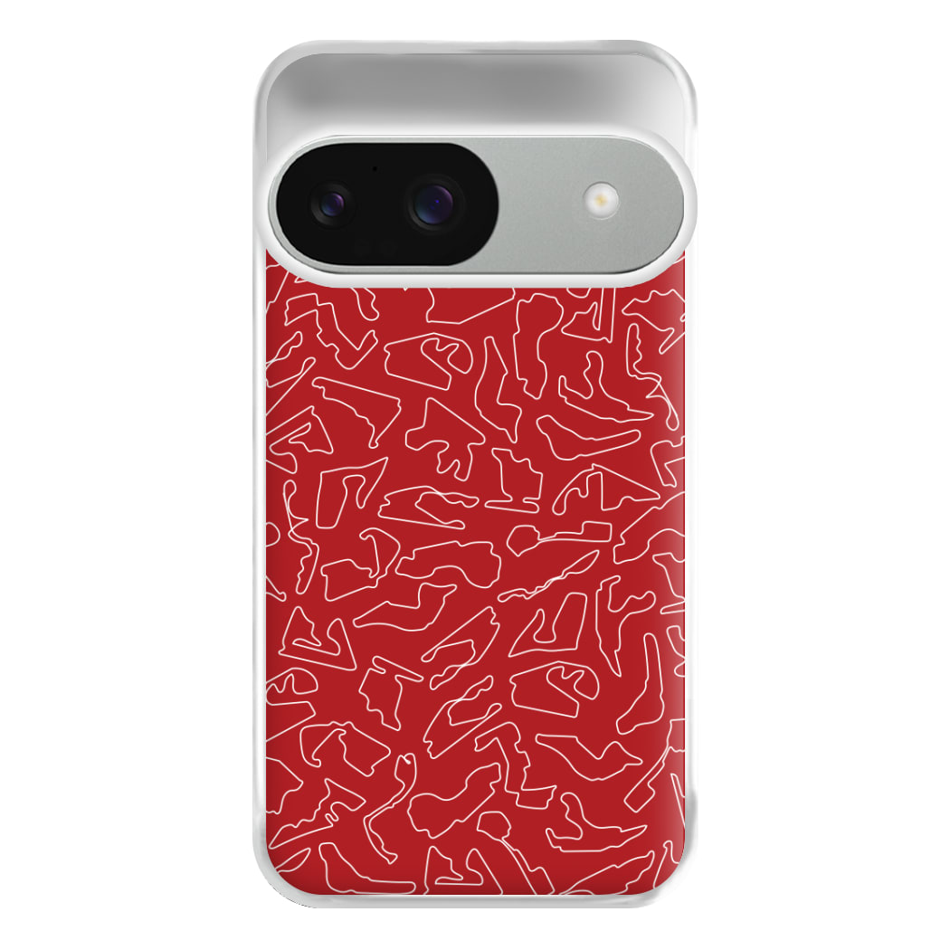 Track Outlines Red Phone Case for Google Pixel 9 / 9 Pro