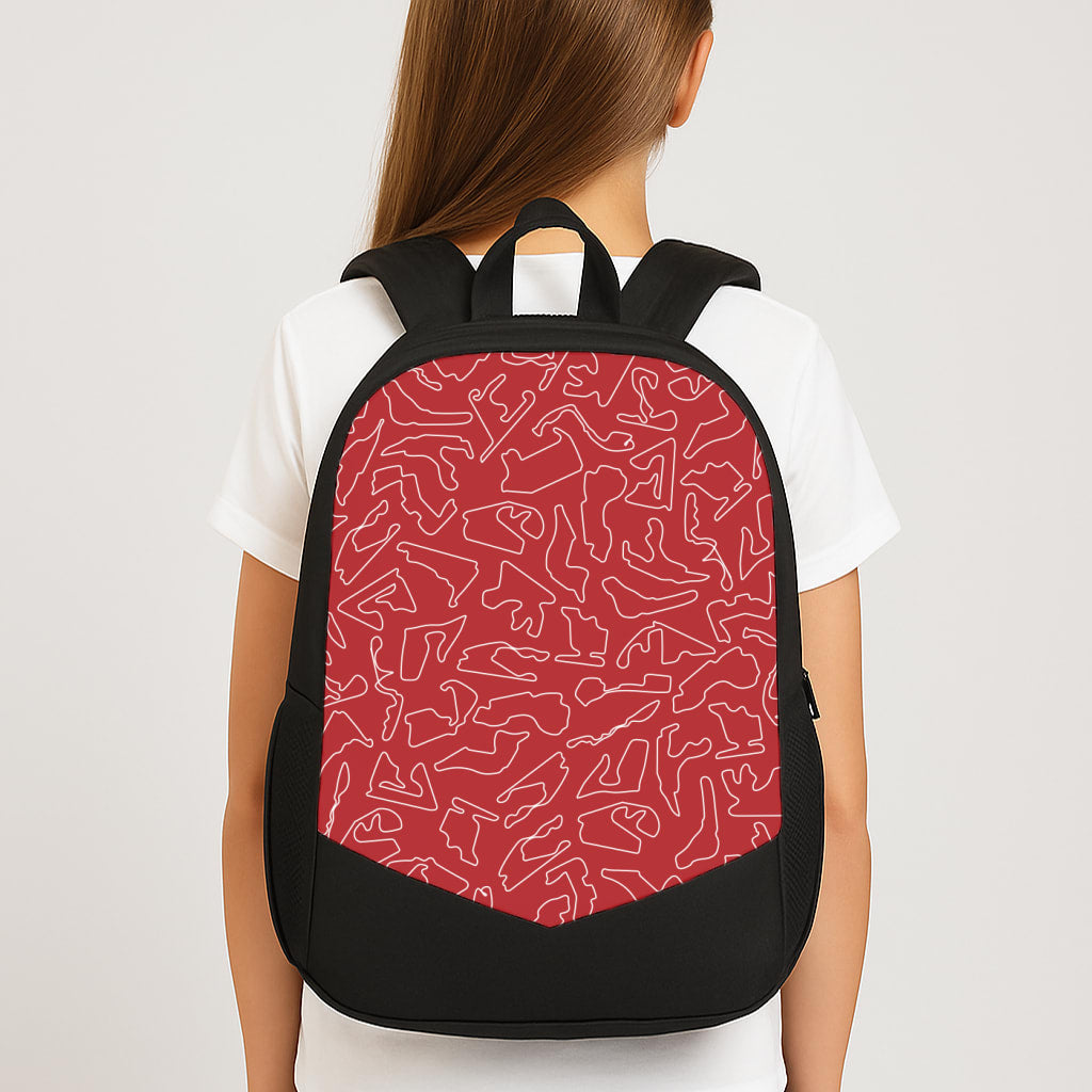 Track Outlines Red Large School Bag