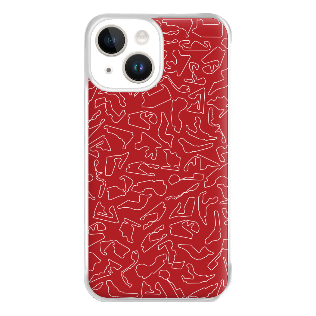 Track Outlines Red Phone Case for iPhone 14