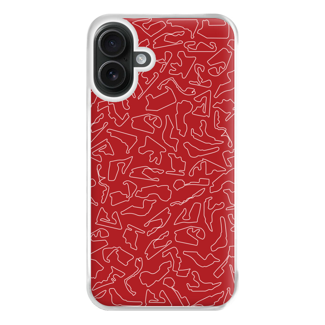 Track Outlines Red Phone Case for iPhone 16 Plus