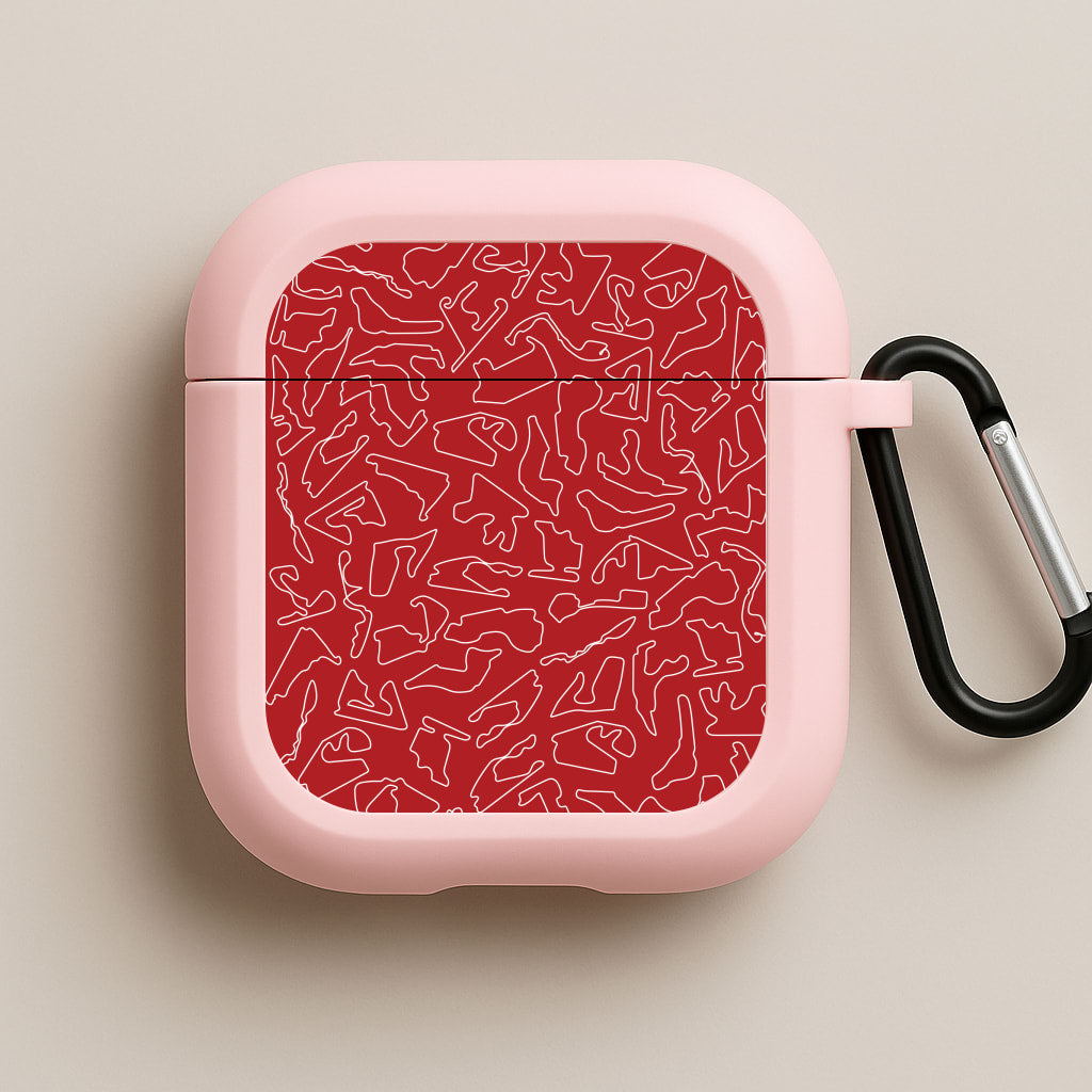 Track Outlines Red Pink AirPods Case